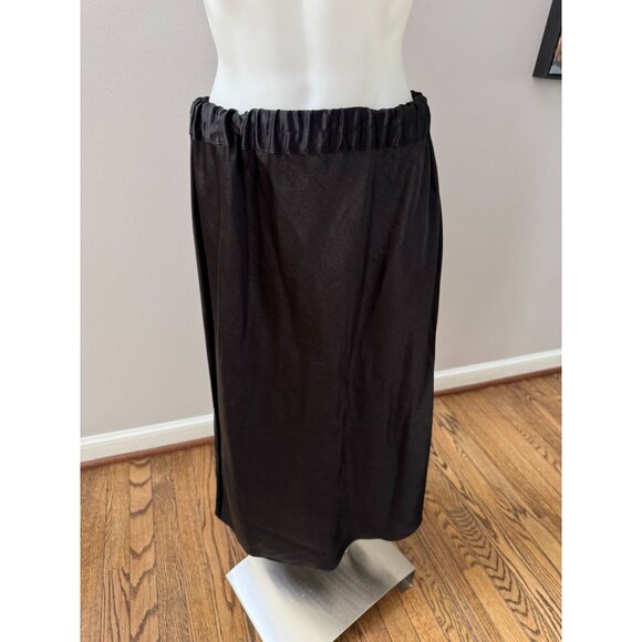 THEORY Easy Pull On Midi Skirt in Double Sateen Black Size Small - Picture 5 of 10